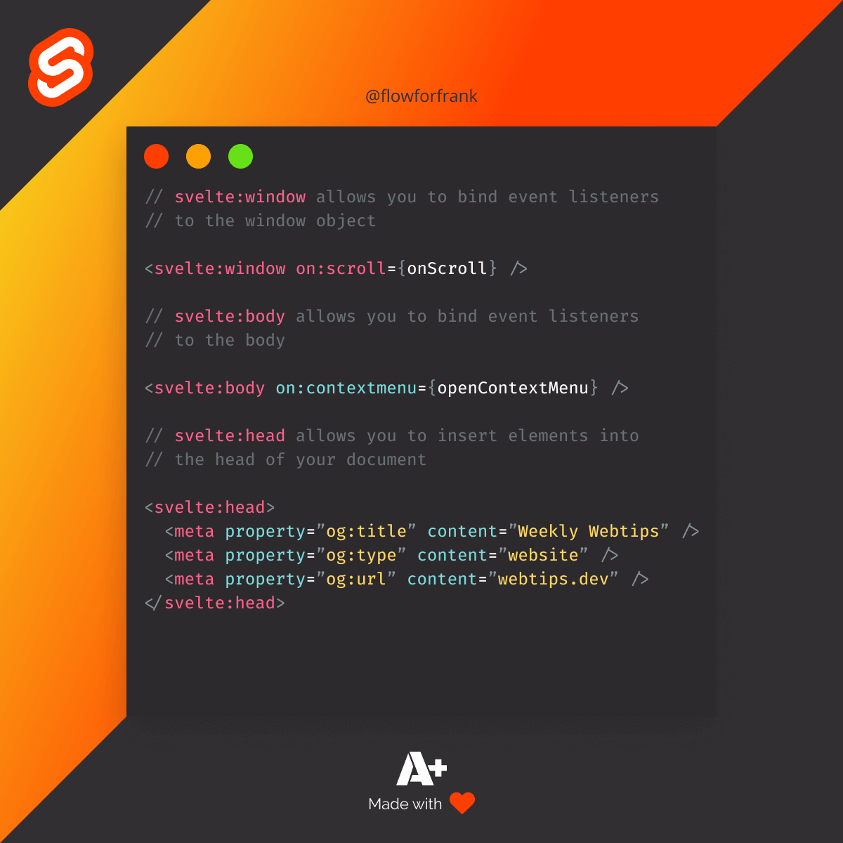 How to Properly Bind Event Listeners to Core HTML Elements in Svelte