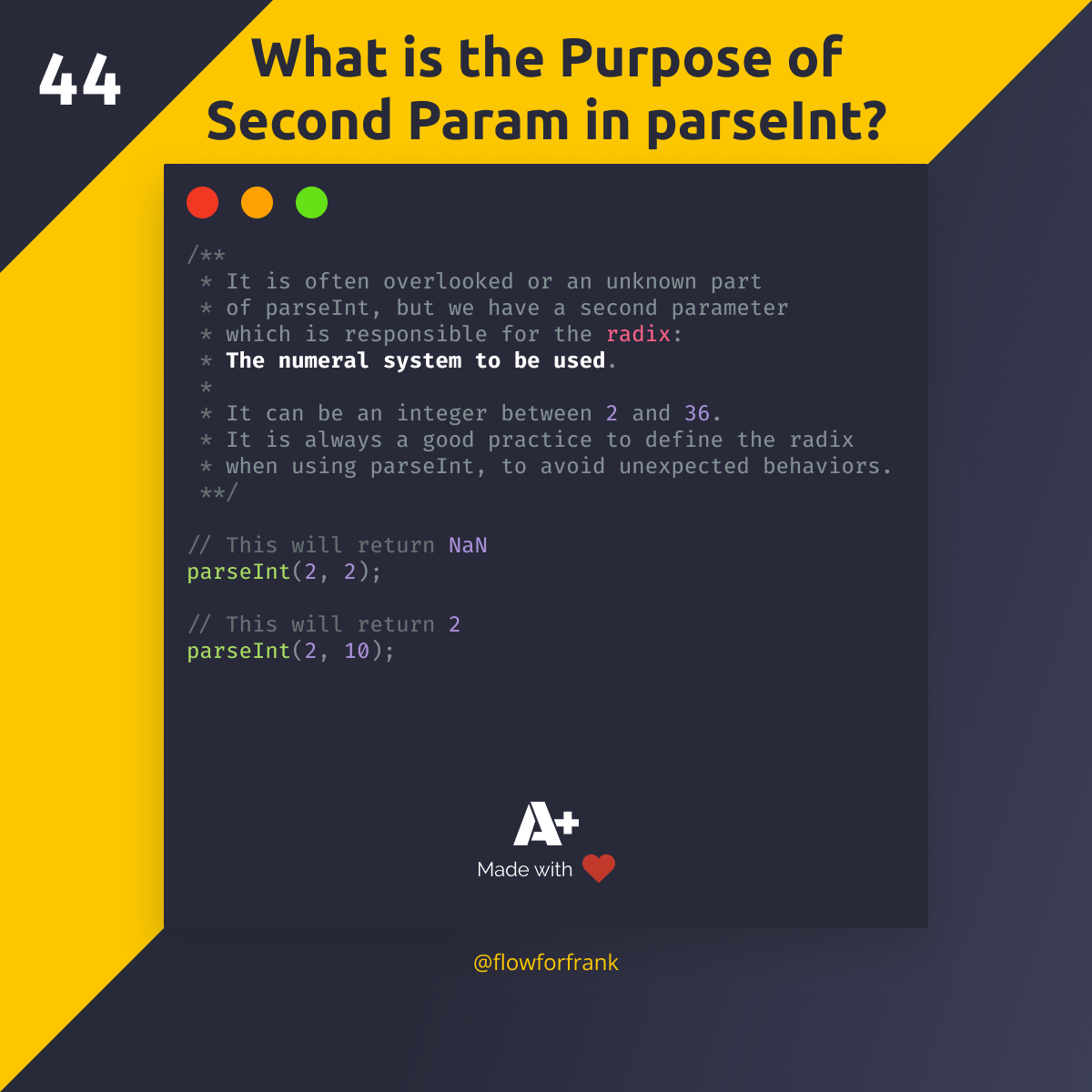 What is the Purpose of the Second Param in parseInt?