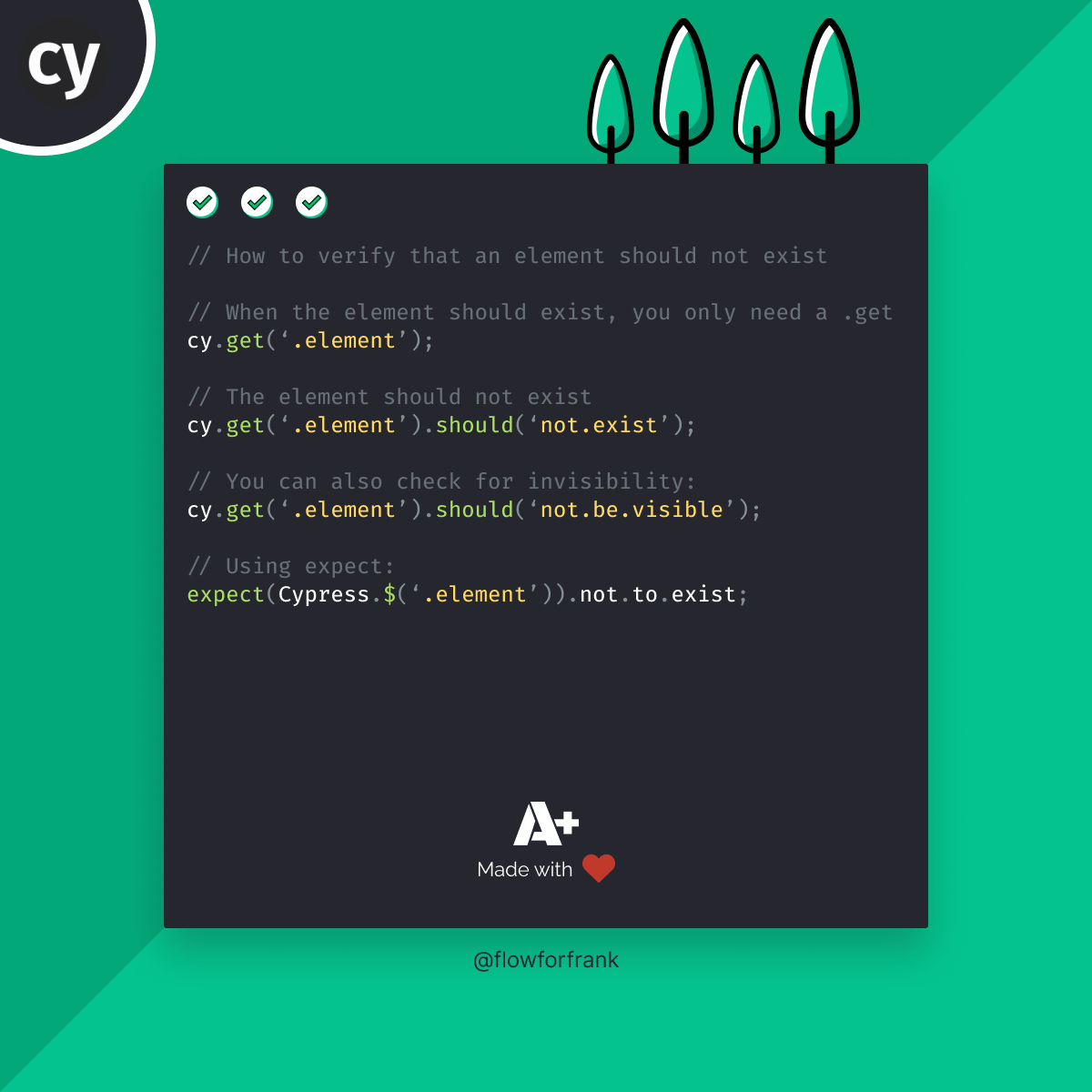 Verifying that Element Should not Exist in Cypress
