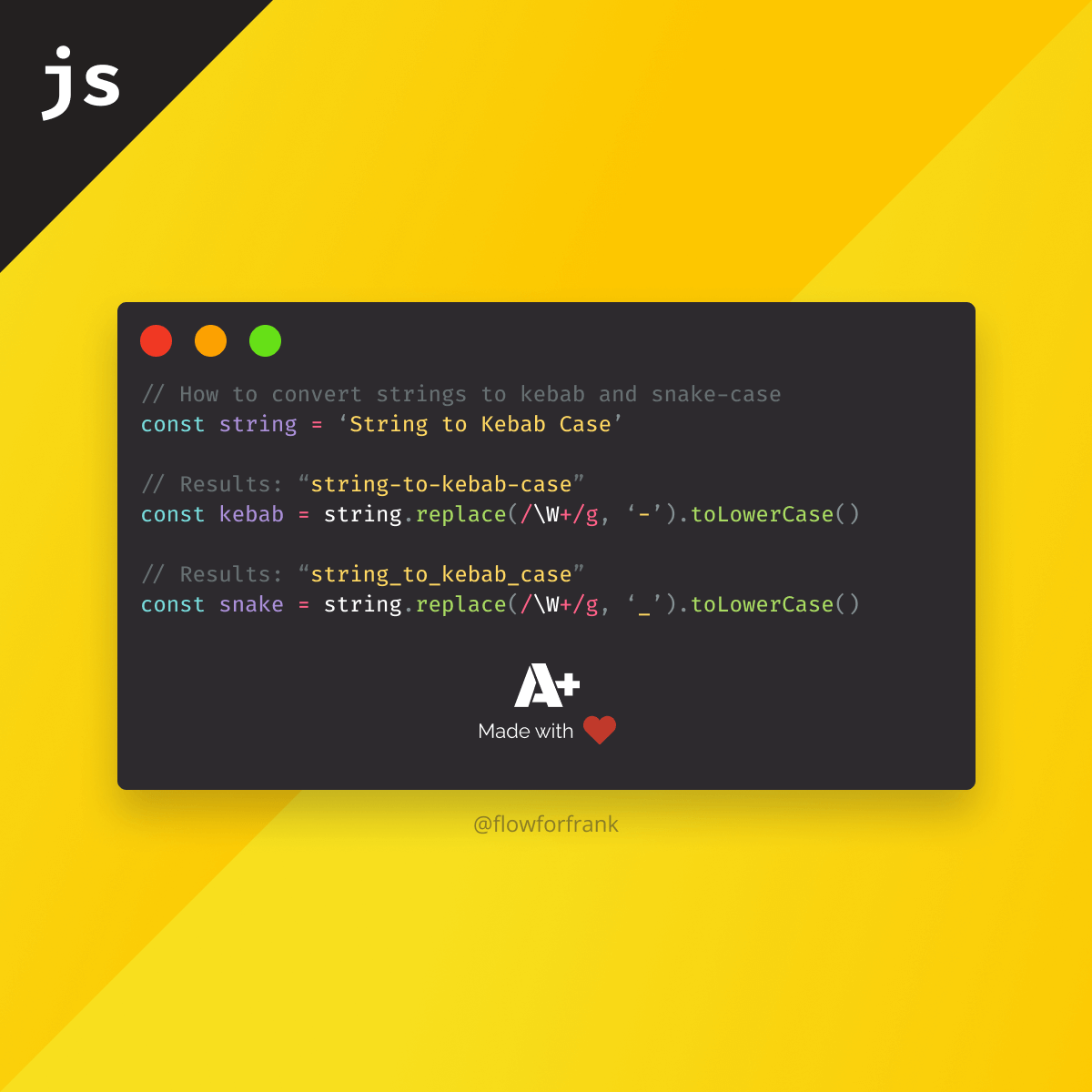 JavaScript Lowercase and Replace Spaces